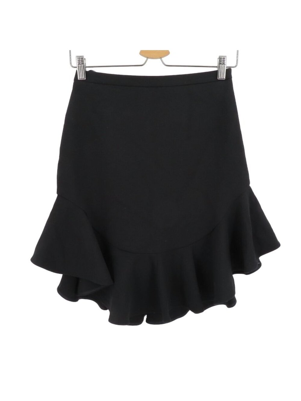 Leifsdottir Womens 2 Solid Black Black Ruffle Hem Asymmetrical Skirt Lined NEW